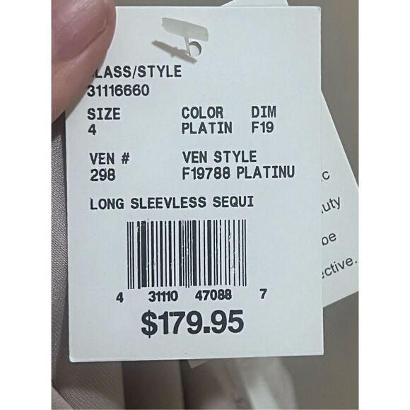 Champagne sequin sleeveless formal gown, sz 4, new with tags prom bridesmaid - Picture 5 of 5